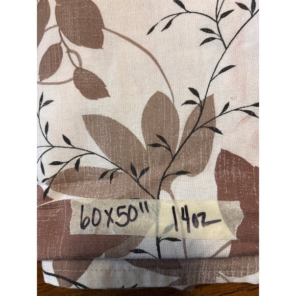 Vintage Floral Tablecloth 60x50" Taupe & Beige Leaf Print - Picture 4 of 4